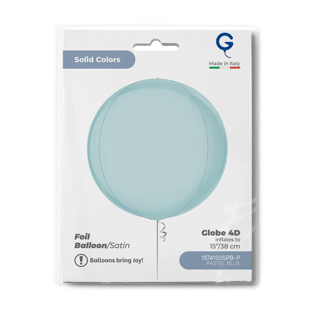 Grabo 15 inch Satin Pastel Blue Globe Balloon Packaged packaging