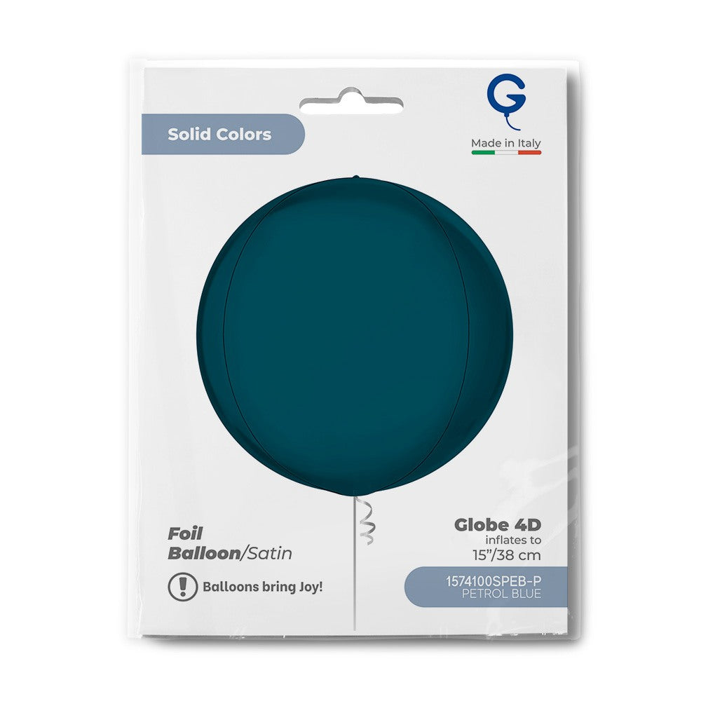 Grabo 15 inch Satin Petrol Blue Globe Balloon Packaged packaging