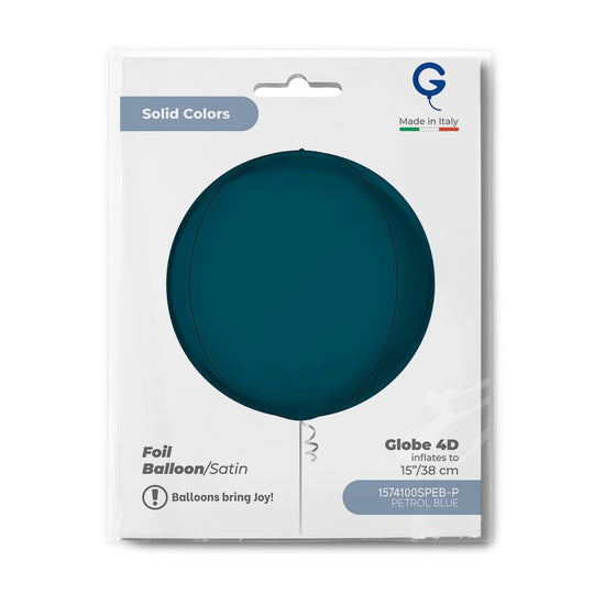 Grabo 15 inch Satin Petrol Blue Globe Balloon Packaged packaging