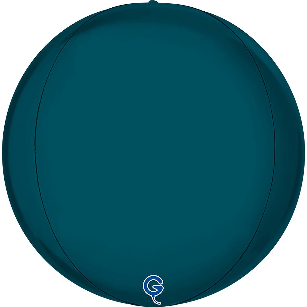Grabo 15 inch Satin Petrol Blue Globe Balloon Packaged product