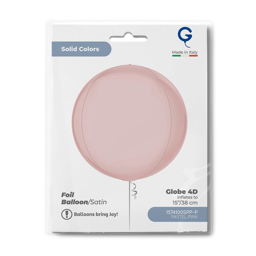Grabo 15 inch Satin Pastel Pink Globe Balloon Packaged packaging