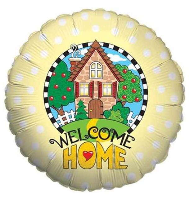 18" Welcome Home Yellow Foil Balloon Packaged