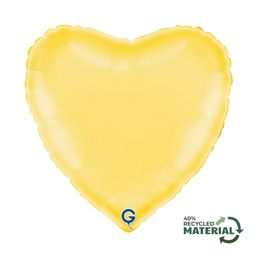 18 inch Satin Banana Yellow Heart Foil Balloon Packaged product
