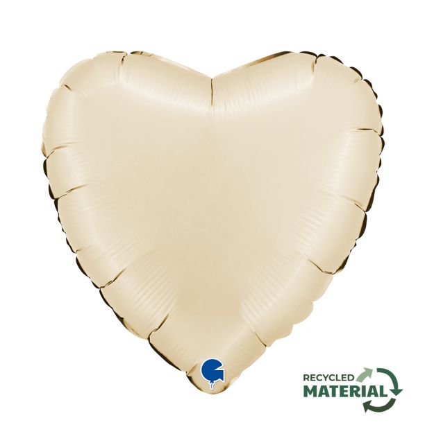 Heart 18"Satin Cream Foil Balloon Packaged Heart shape