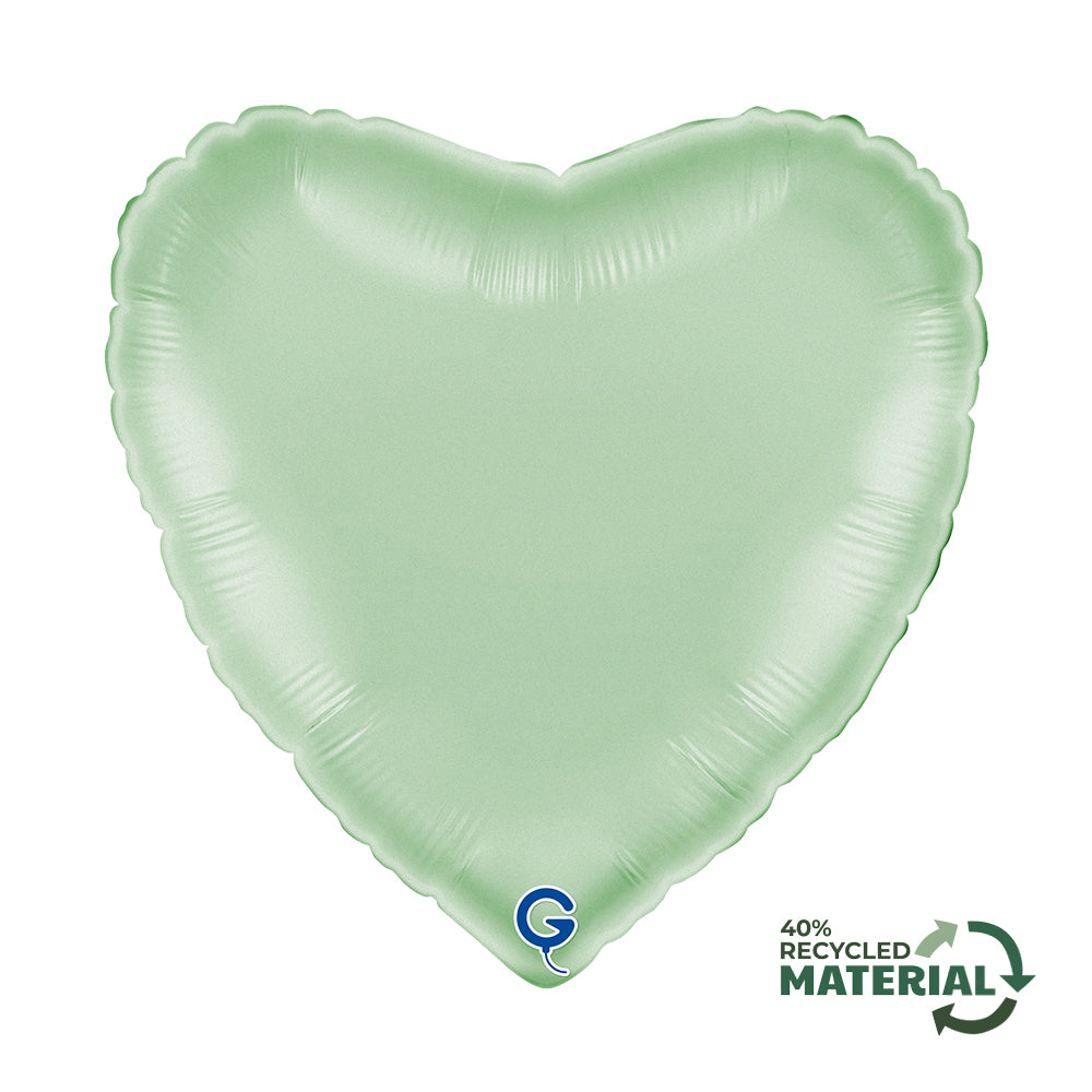 18 inch Satin Glazed Mint Heart Foil Balloon Packaged product