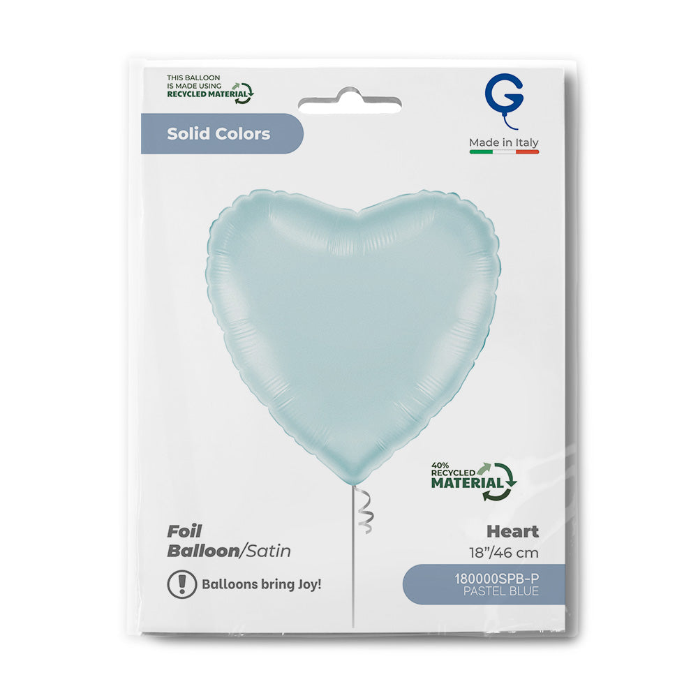 Grabo 18 inch Satin Pastel Blue Heart packaging