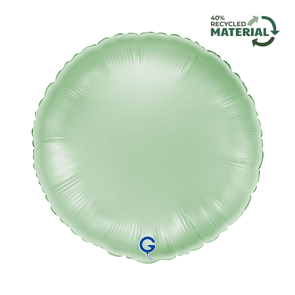 18 inch Satin Glazed Mint Round Foil Balloon Packaged product