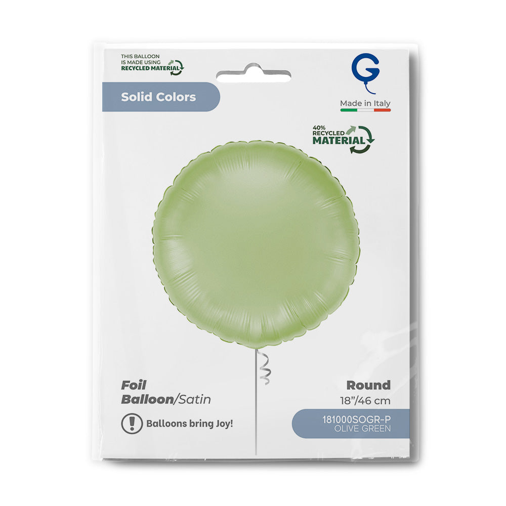 Grabo 18 inch Satin Olive Green Round packaging