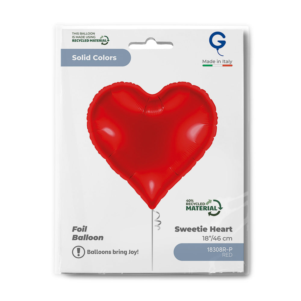 Grabo 18 inch Red Sweetie Heart Foil Balloon Packaged packaging