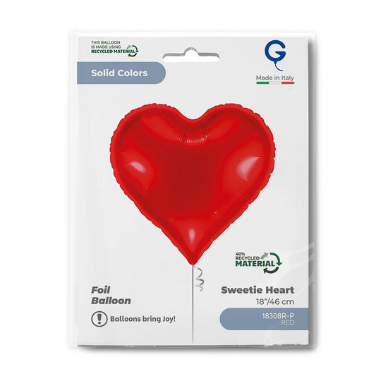 Grabo 18 inch Red Sweetie Heart Foil Balloon Packaged packaging