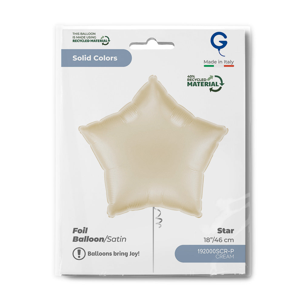 Grabo 18 inch Satin Cream Star packaging
