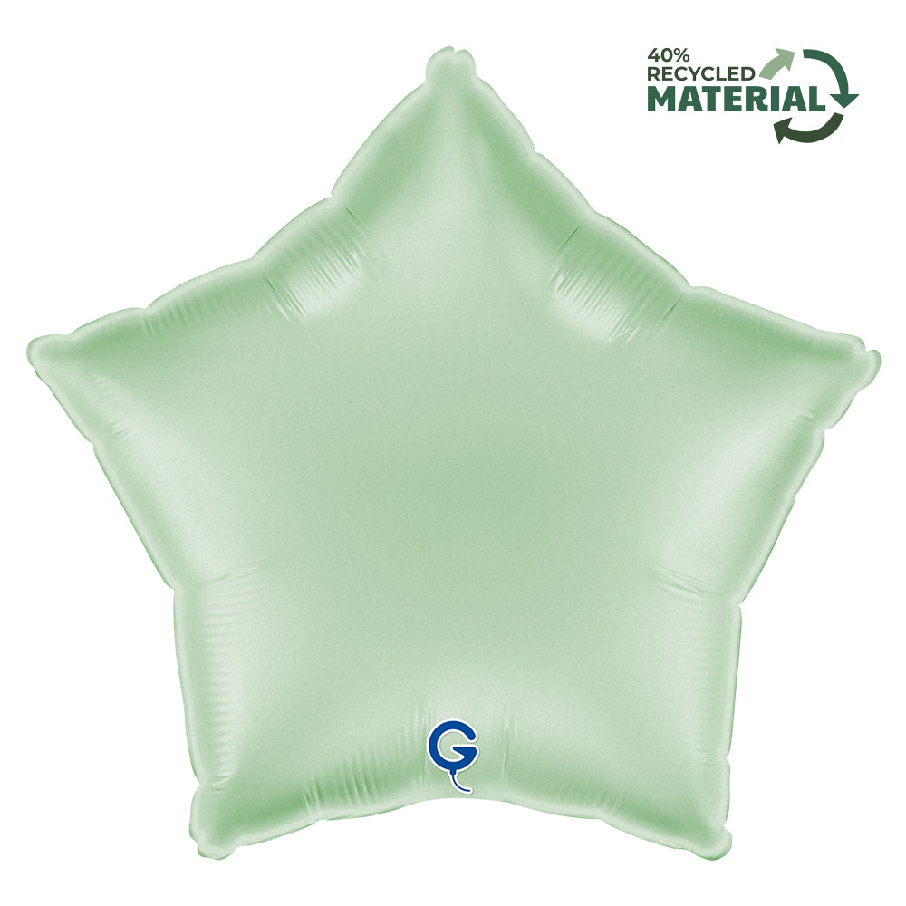 18 inch Satin Glazed Mint Star Foil Balloon Packaged product