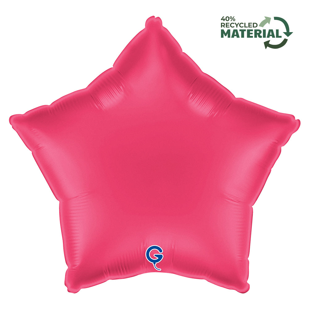 18 inch Satin Lipstick Pink Star Foil Balloon Packaged product