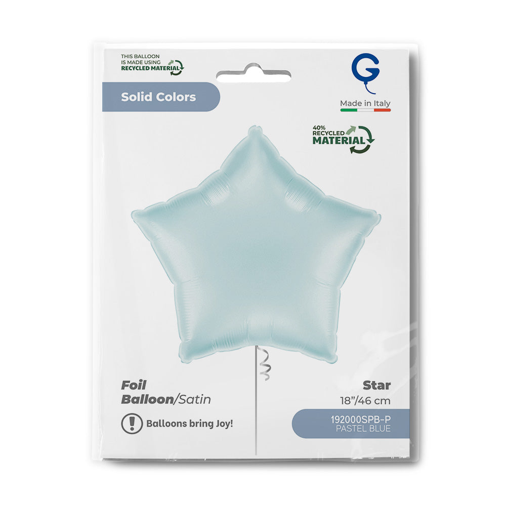 Grabo 18 inch Satin Pastel Blue Star packaging