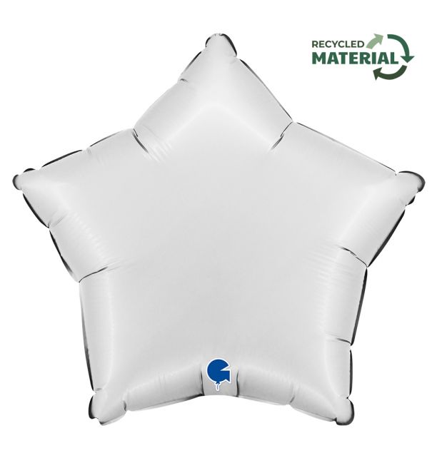 Star 18"Satin White Foil Balloon Packaged Star Shape