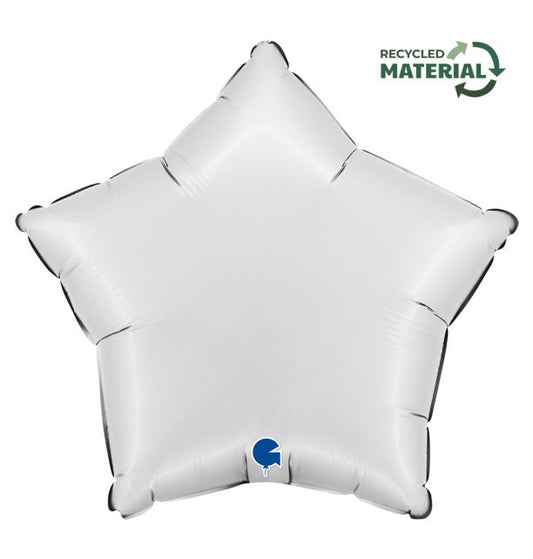 Star 18"Satin White Foil Balloon Packaged Star Shape