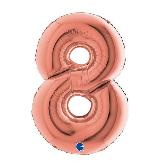 Number 8 Rose Gold 40" Foil Balloon Packaged