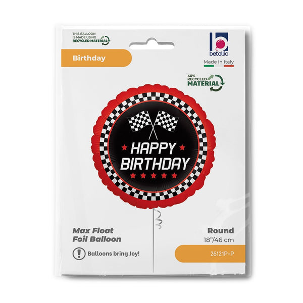 Grabo 18 inch Checkered Flag Birthday packaging