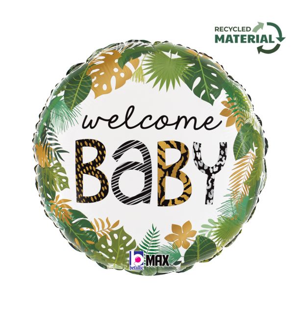 18" Jungle Welcome Baby Foil Balloon Packaged