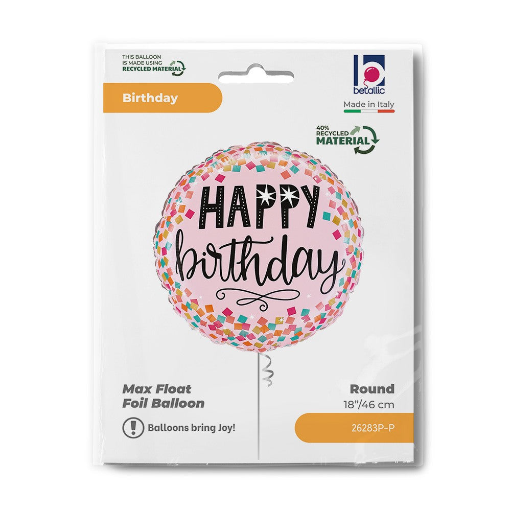 Grabo 18" Pink Confetti Birthday packaging