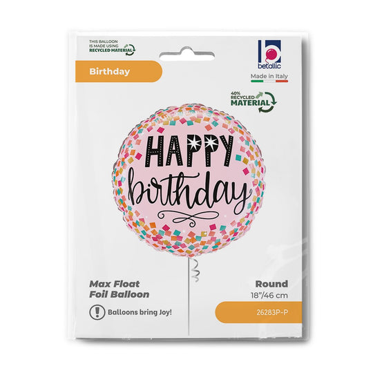 Grabo 18" Pink Confetti Birthday packaging