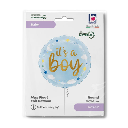 Grabo 18" It's A Boy Stars & Clouds packaging