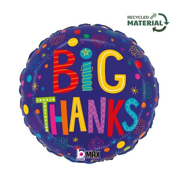 18" Big Thanks Blue Foil Balloon Packaged