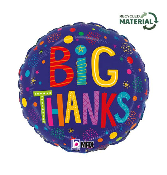 18" Big Thanks Blue Foil Balloon Packaged