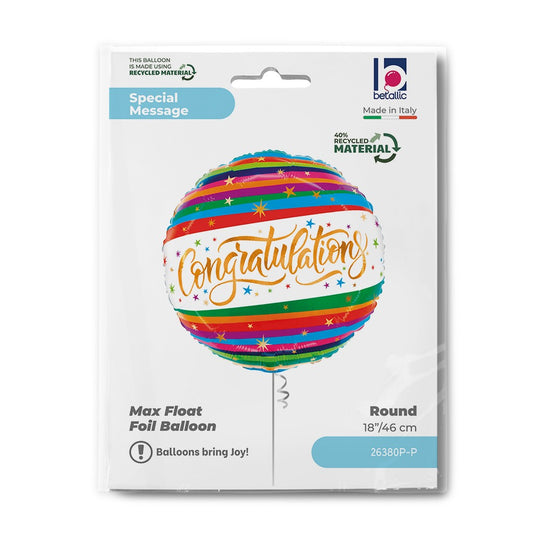Grabo 18" Congratulation Fun Stripe packaging