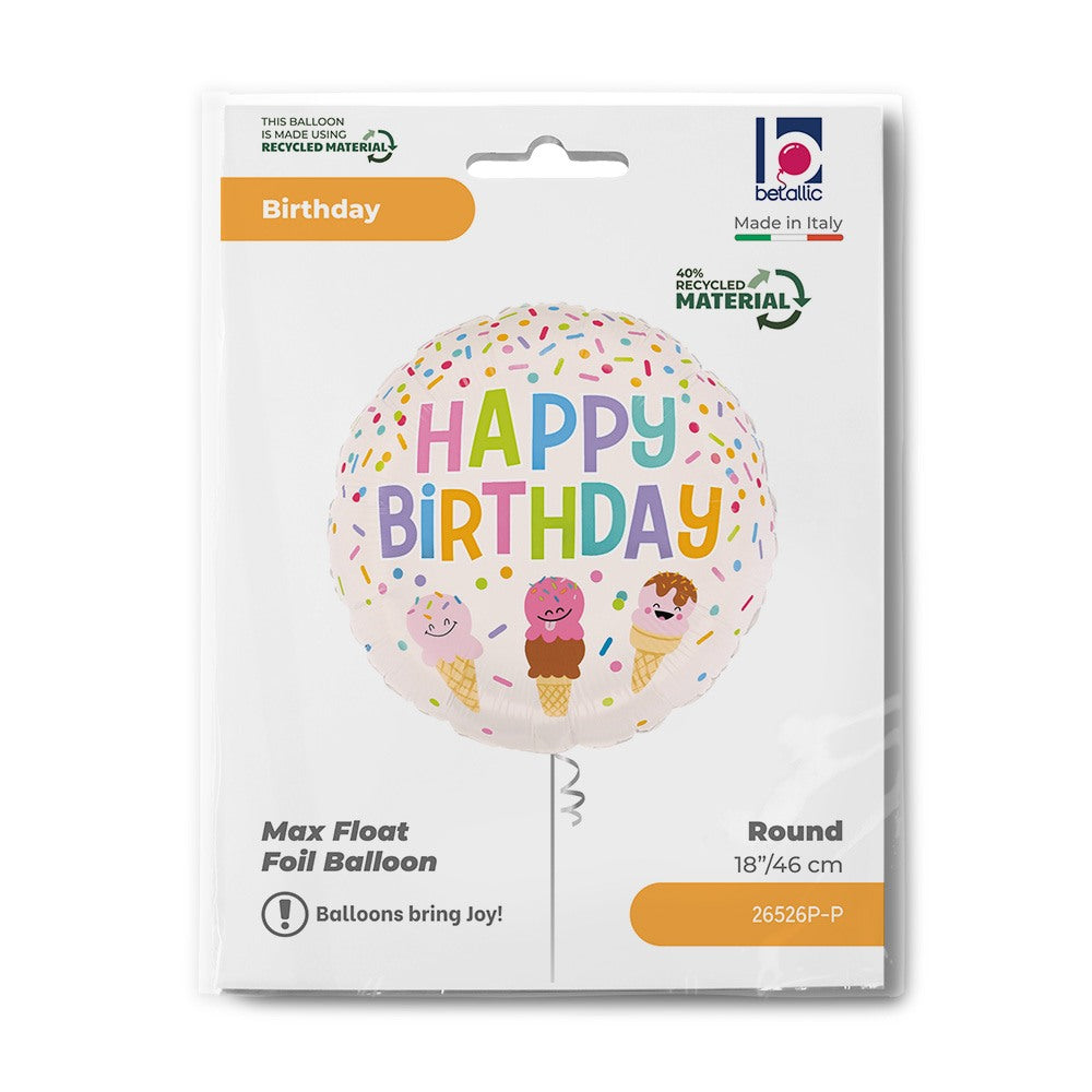 Grabo 18" Happy BDay Ice Cream Cone packaging