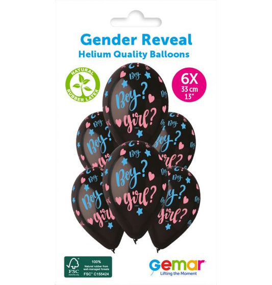 Gemar 13" Boy Or Girl #764 Gender Reveal GS120 6pcs Round Balloon