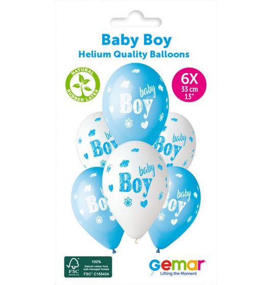 Gemar 13" Baby Boy #935 GS120 6pcs Round Balloon