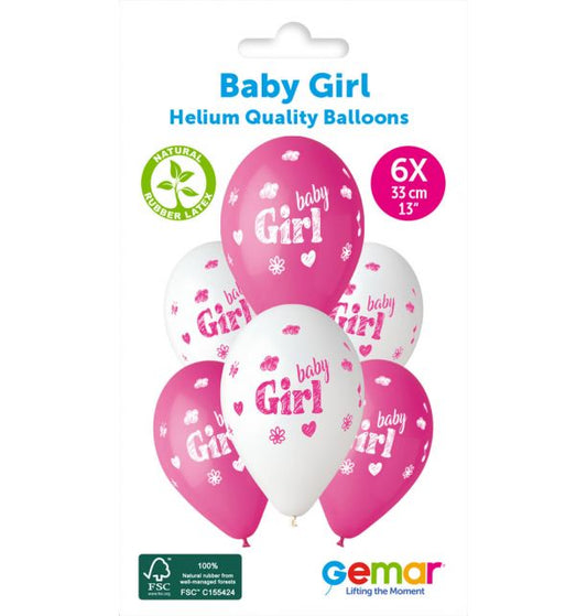 Gemar 13" Baby Girl #934 GS120 6pcs Round Balloon