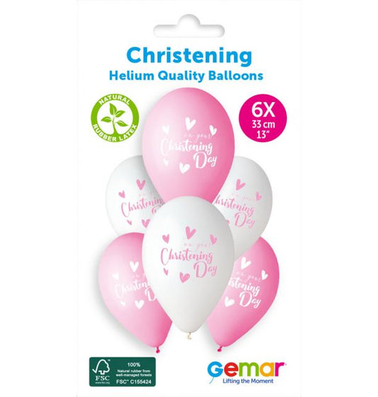 Gemar 13" On Your Christening Day Girl #9213" GS120 6pcs Round Balloon