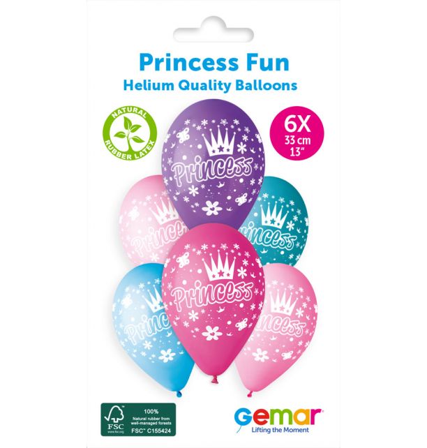 Gemar 13" Princess #878 GS120 6pcs Round Balloon