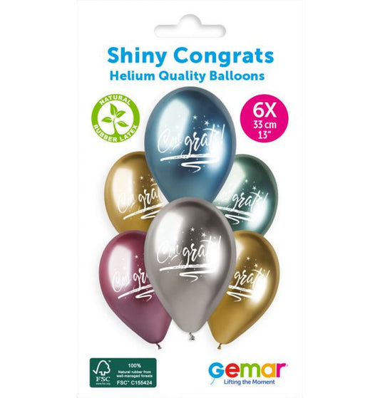 Gemar 13" Shiny Congrats #797 GBS120 6pcs Round Balloon