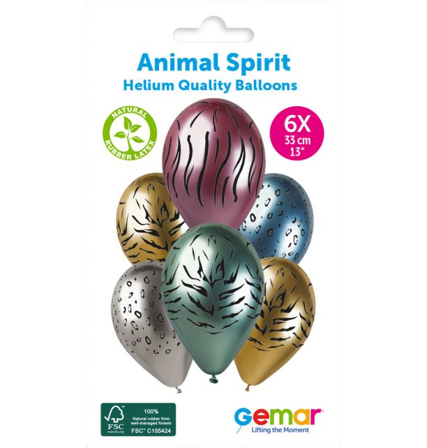 Gemar 13" Animal Spirit #416-417-418 GBS120 6pcs Round Balloon