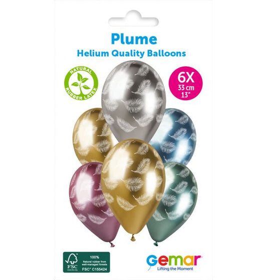 Gemar 13" Plume #1032 GBS120 6pcs Round Balloon