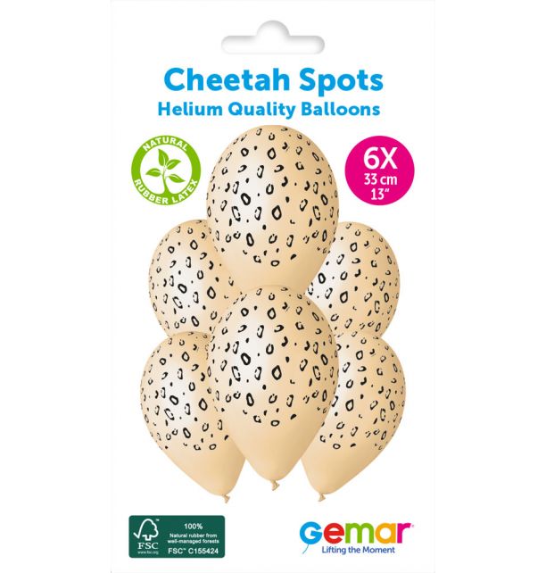 Gemar 13" Cheetah Spots GS120 6pcs Round Balloon