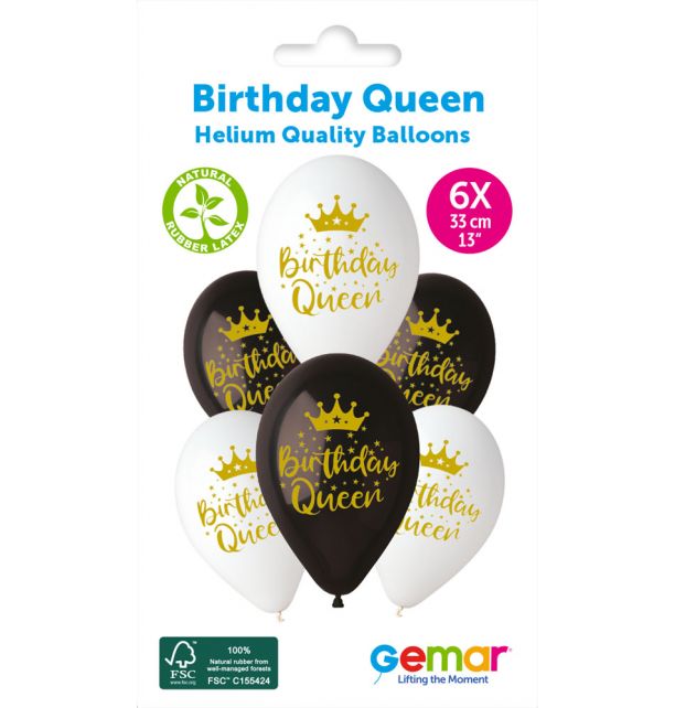 Gemar 13" Birthday Queen #1215 GS120 6pcs Round Balloon