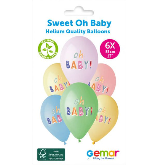 Gemar 13" Sweet Oh Baby #1013 GS120 6pcs Round Balloon