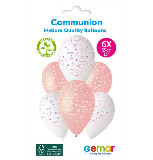 Gemar 13" Communion Girl #1187 GS120 6pcs Round Balloon