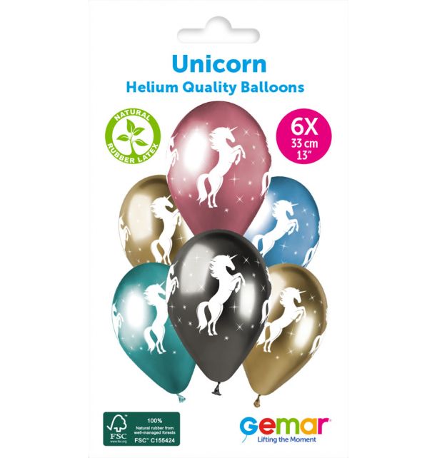 Gemar 13" Unicorn #834 GBS120 6pcs Round Balloon