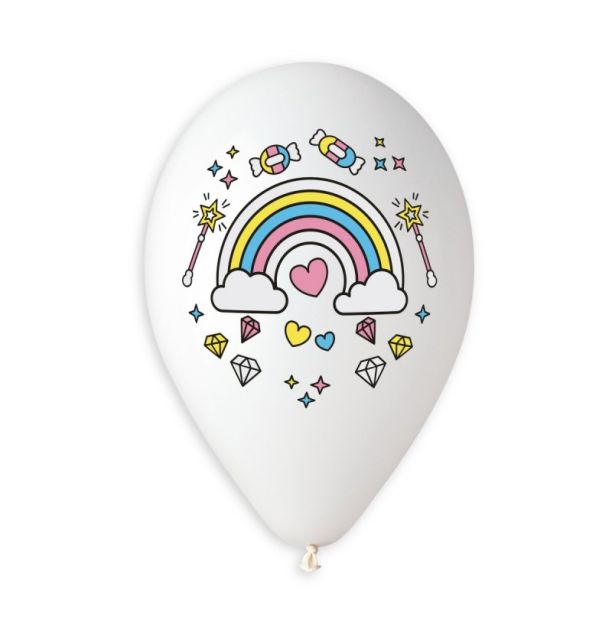 Gemar 13" Colourfull Rainbow #662 GS120 6pcs Round Balloon