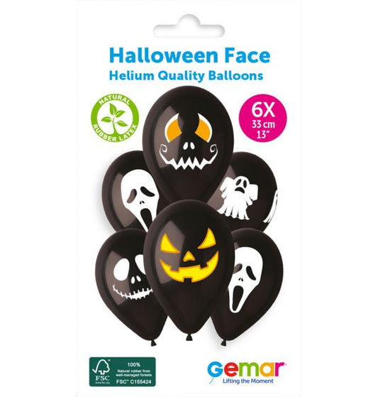 Gemar 13" Halloween Face #182 GS120 6pcs Round Balloon