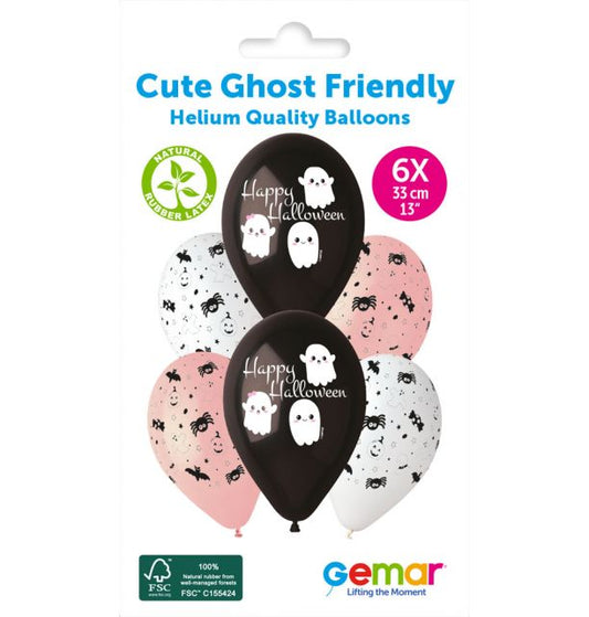 Gemar 13" Cute Ghost #1225 GS120 6pcs Round Balloon