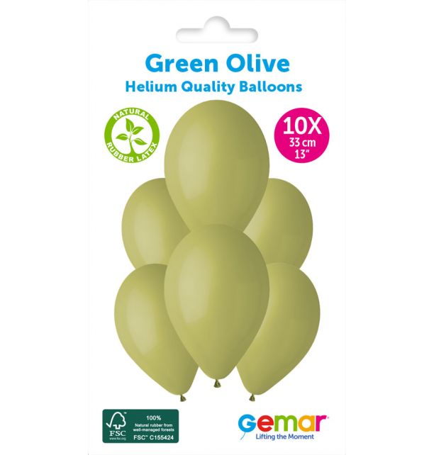 Gemar 13" Green Oliva #098 G120 10pcs Round Balloon