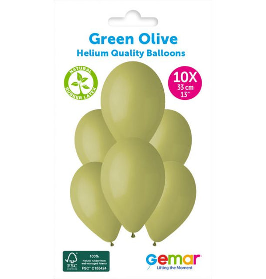 Gemar 13" Green Oliva #098 G120 10pcs Round Balloon