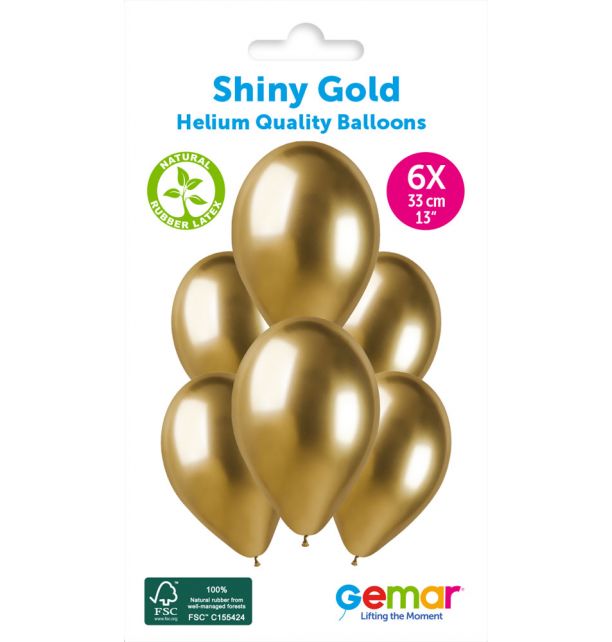 Gemar 13" Shiny Gold #088 GB120 6pcs Round Balloon