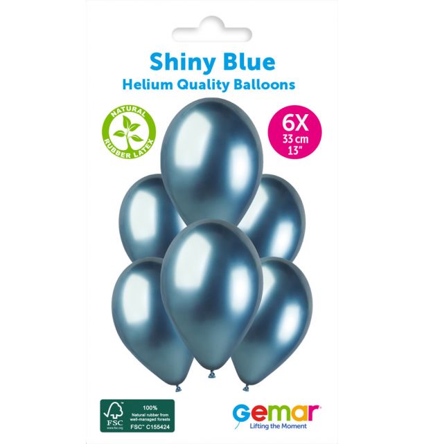 Gemar 13" Shiny Blue #092 GB120 6pcs Round Balloon